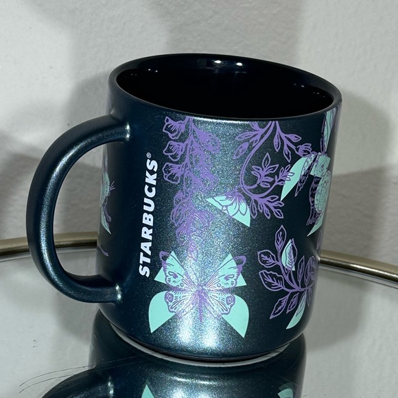 New Starbucks Purple Blue Spring Bunny Vines Butterfly Print Ceramic Mug - Picture 5 of 5